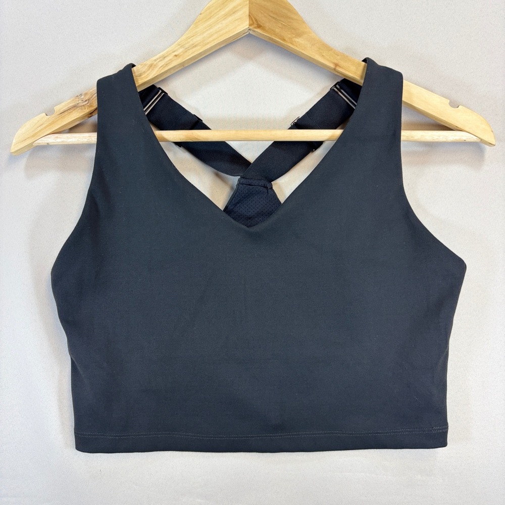 Coolibar Ananda Long Line Sports Bra Women Small Black UPF 50 T-Back Hiking Yoga - Picture 1 of 8
